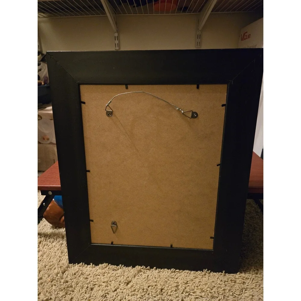 Black Picture Frame with‎ Gold Beaded Trim and White Mat Wall Decor